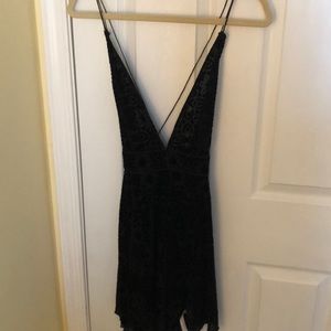 Black velvet cross back free people dress